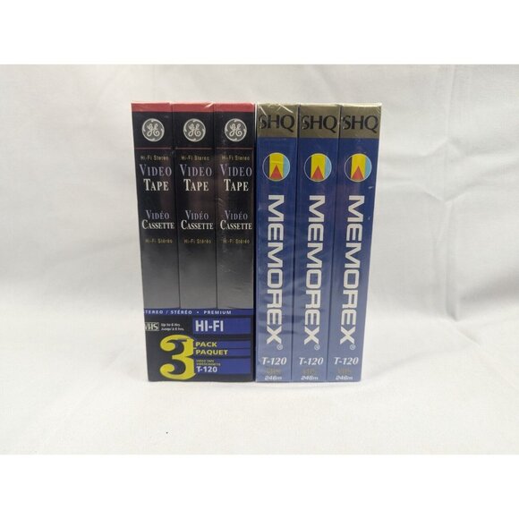 VHS Blank Lot Video Cassette Tape Memorex GE SHQ 120 6 VHS - Picture 2 of 6